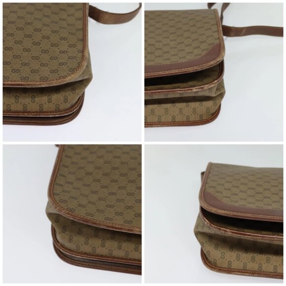 GUCCI Micro GG Supreme Web Sherry Line Bag PVC Beige Gold Auth th5905 - Picture 16 of 16